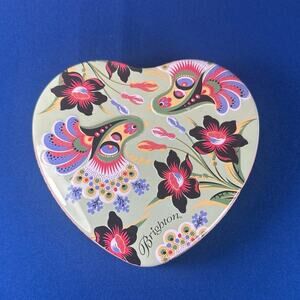 Brighton Jewelry Tin Trinket Box Heart-Shaped Floral